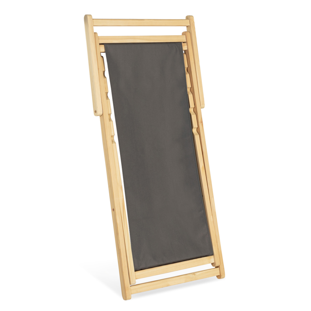 ID MARKET Lot de 2 chaises longues pliantes chilienne bois toile gris anthracite