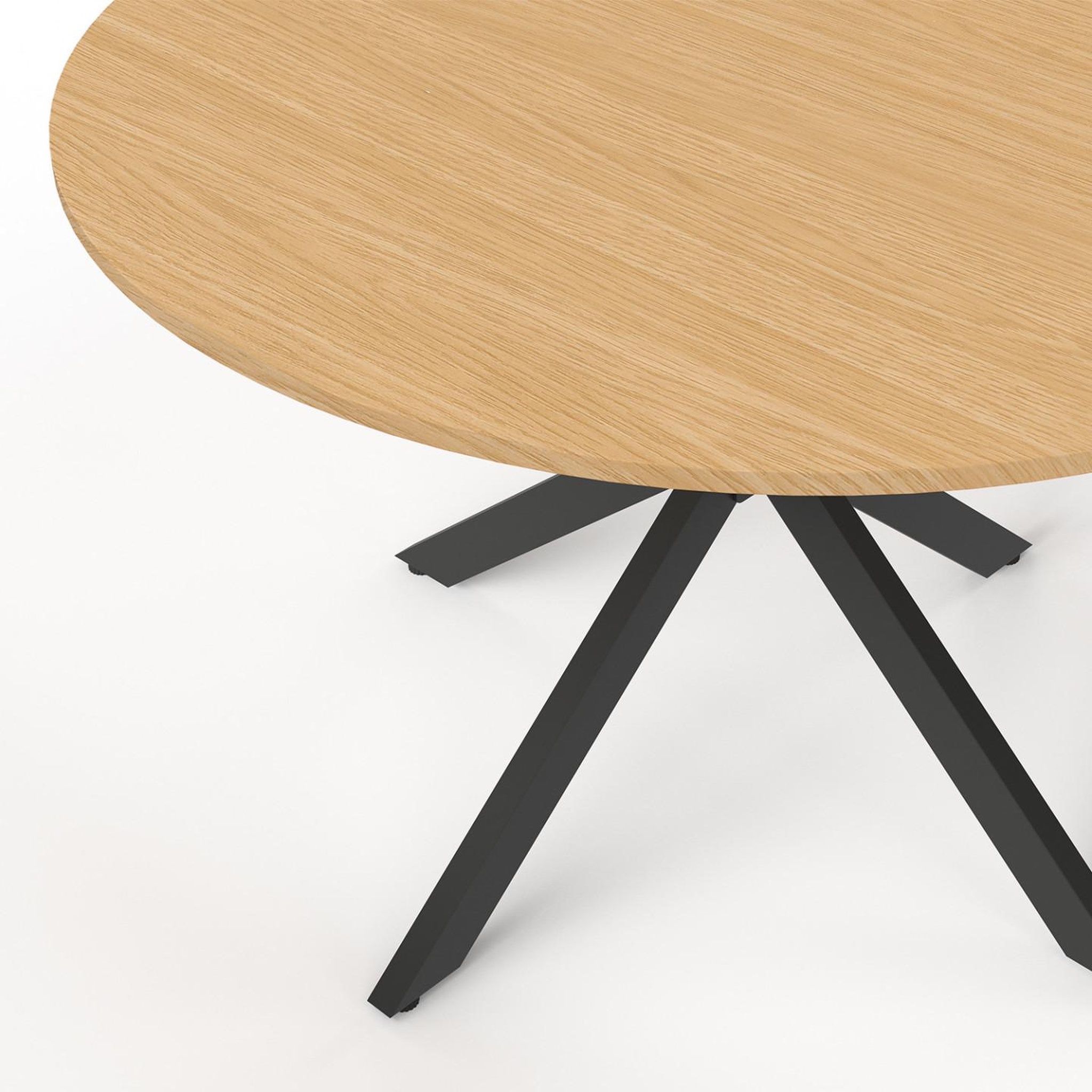 Voir la diapositive 6 : ID MARKET Salon de jardin messina table ronde 120 cm pied araignée plateau métal effet bois et 6 chaises empilables noires