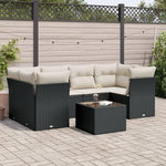 VIDAXL Salon de jardin 7 pcs avec coussins noir resine tressee