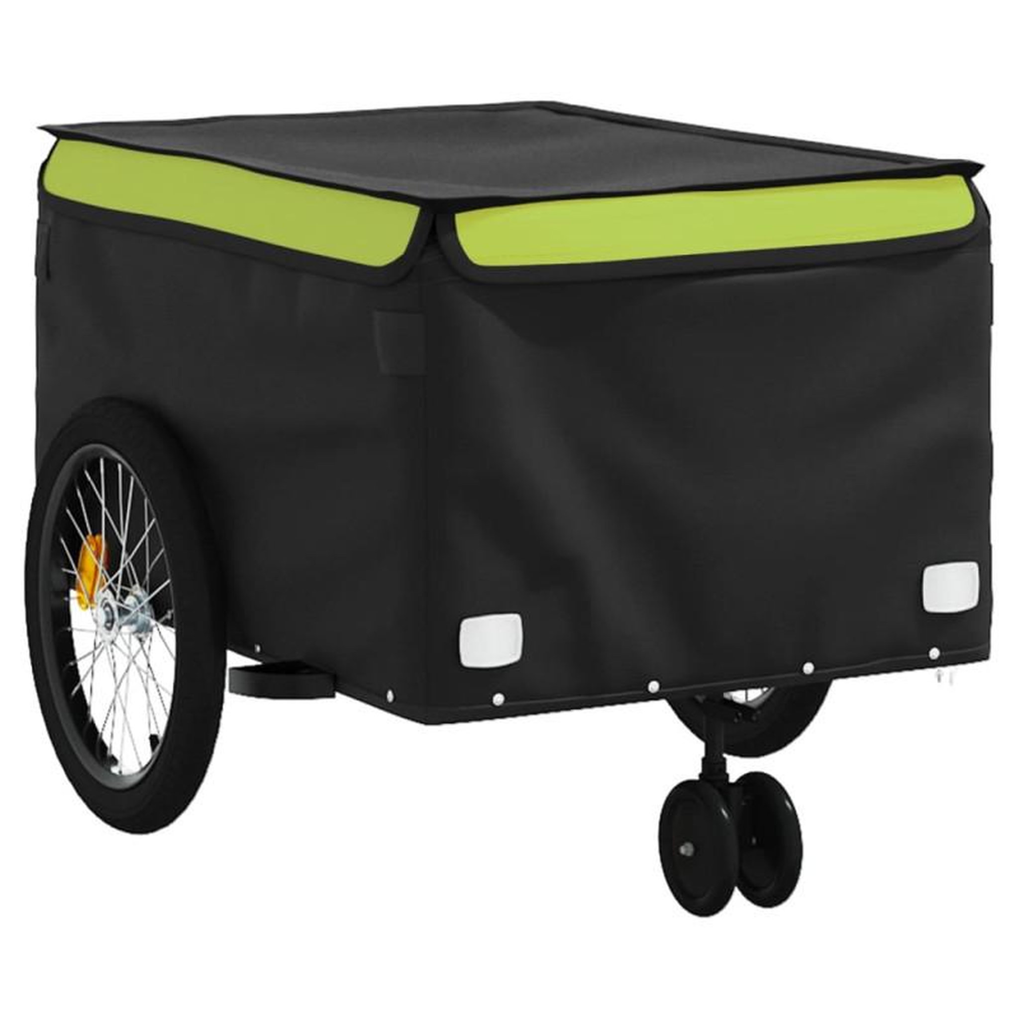 Voir la diapositive 4 : VIDAXL Remorque de vélo noir et vert 45 kg fer