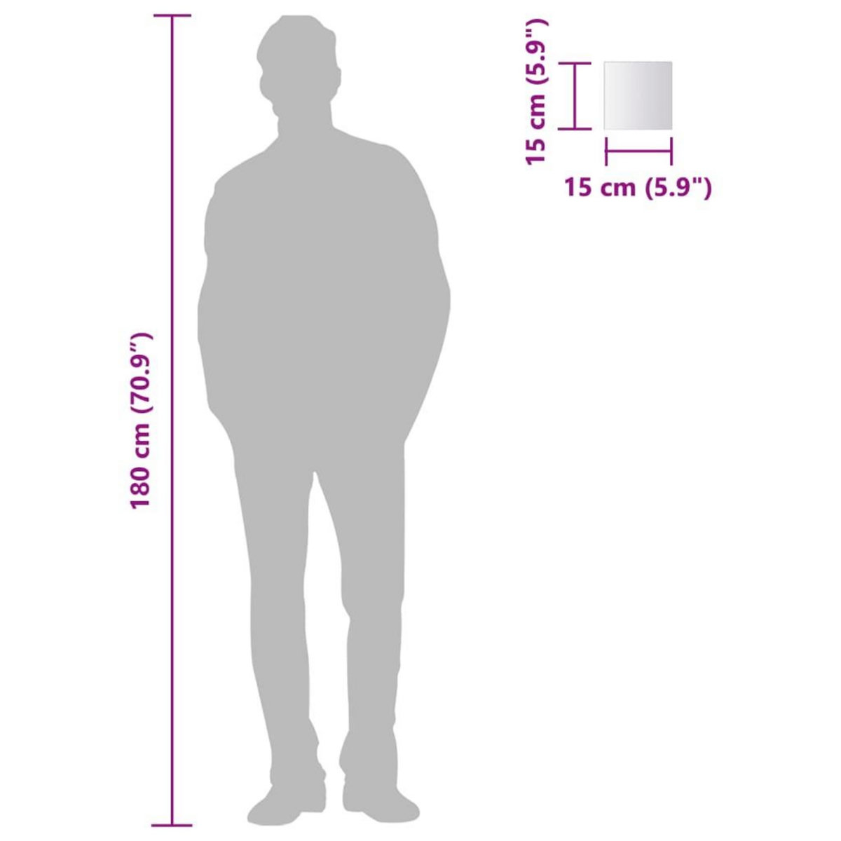 VIDAXL Carreau de miroir 24 pcs Carre Verre