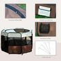 Voir la diapositive 4 : PAWHUT Parc enclos pliable chien chat Ø 117 x 76H cm - 2 portes, 2 poches, sac transport - acier Oxford marron beige