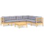Voir la diapositive 2 : VIDAXL Salon de jardin 7 pcs avec coussins gris bois de pin massif
