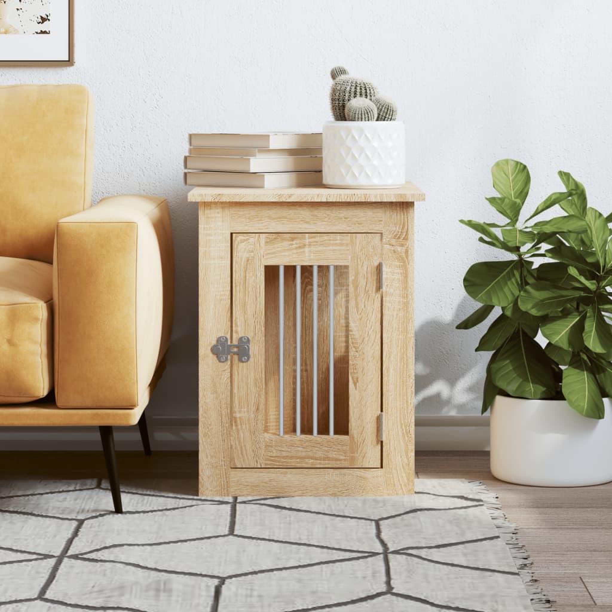 Voir la diapositive 3 : VIDAXL Meuble de cage pour chiens chene sonoma 45x62x59 cm