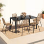 Voir la diapositive 2 : ID MARKET Salon de jardin SUMMER table 150 cm plateau verre trempé et 6 chaises rotin