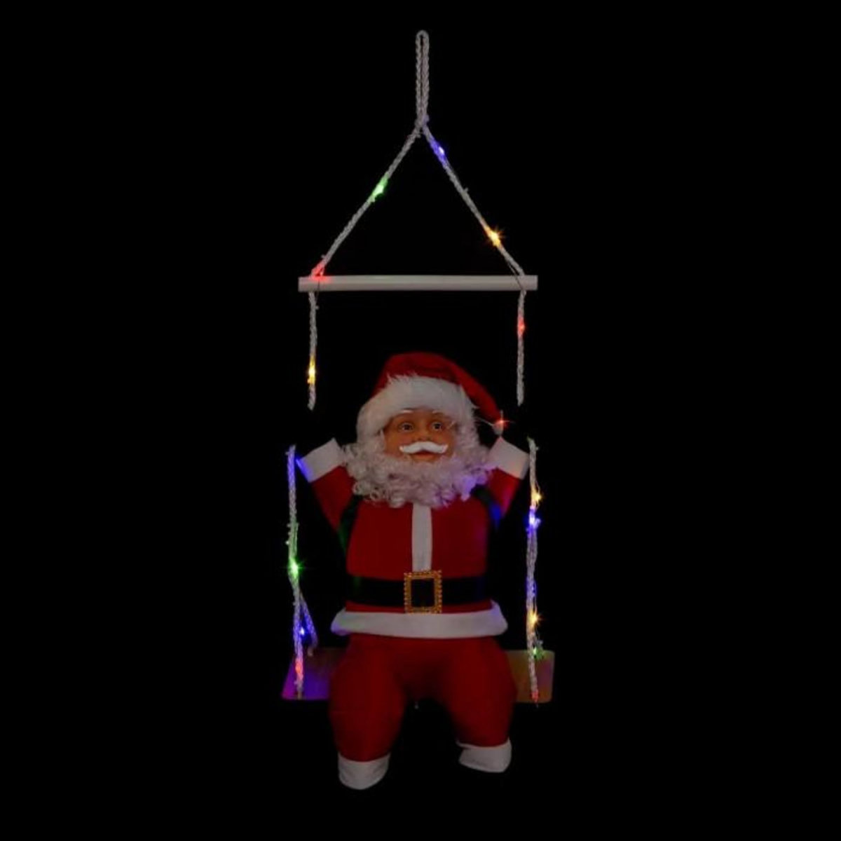 FEERIC LIGHT & CHRISTMAS Père Noël Grimpeur Led  Balançoire  70cm Rouge