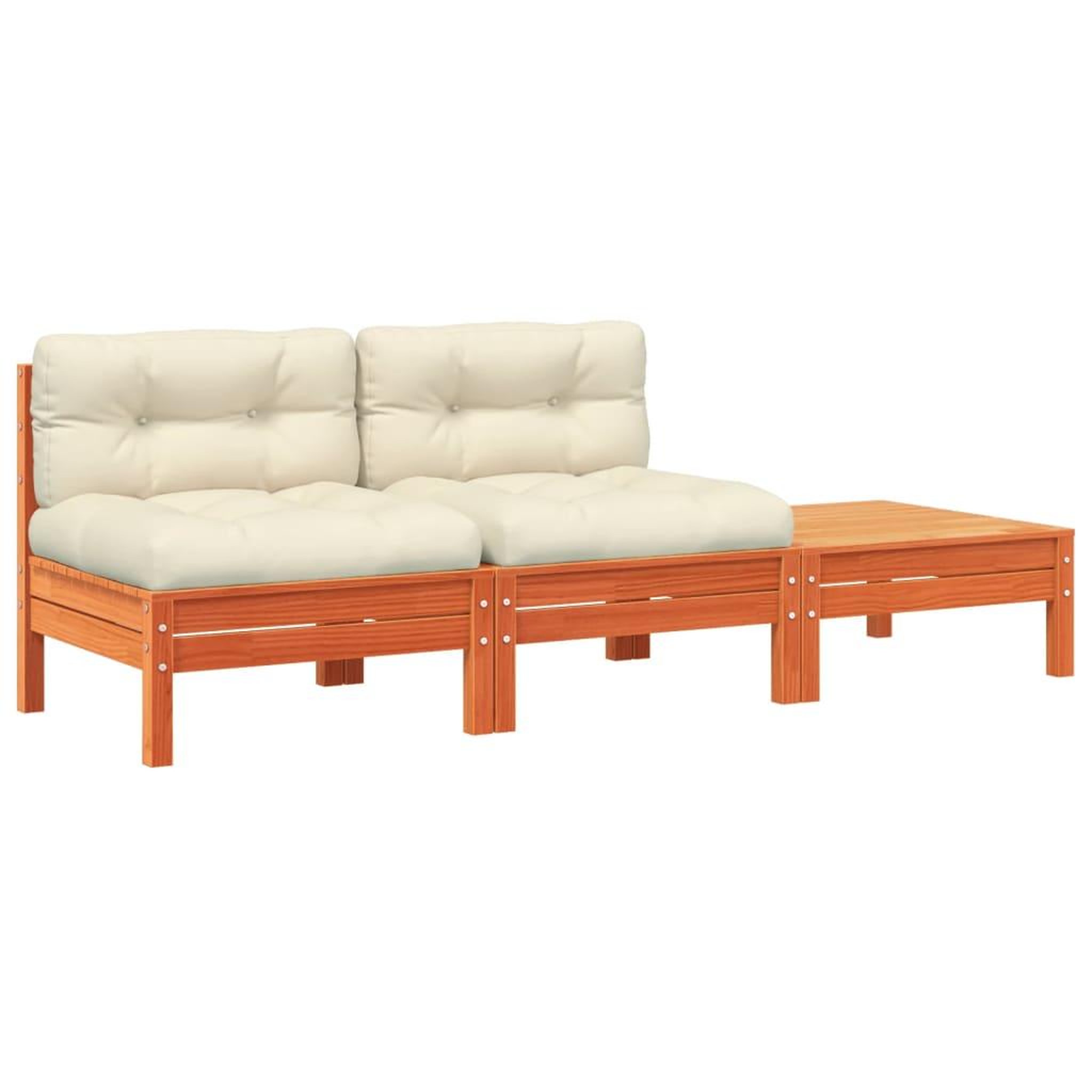 Voir la diapositive 2 : VIDAXL Canape de jardin avec coussins et repose-pied 2 places
