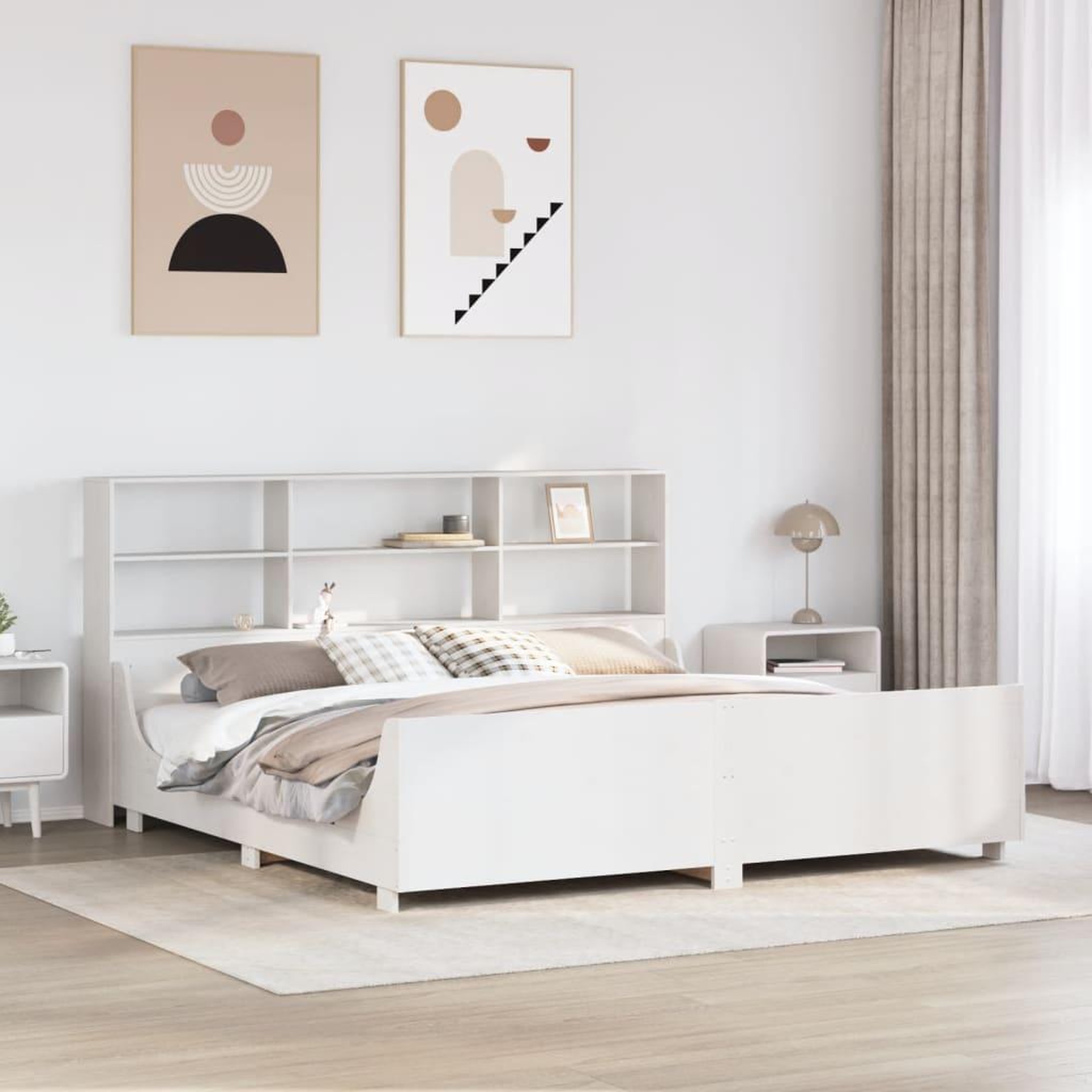 VIDAXL Lit bibliotheque sans matelas blanc 180x200 cm bois massif