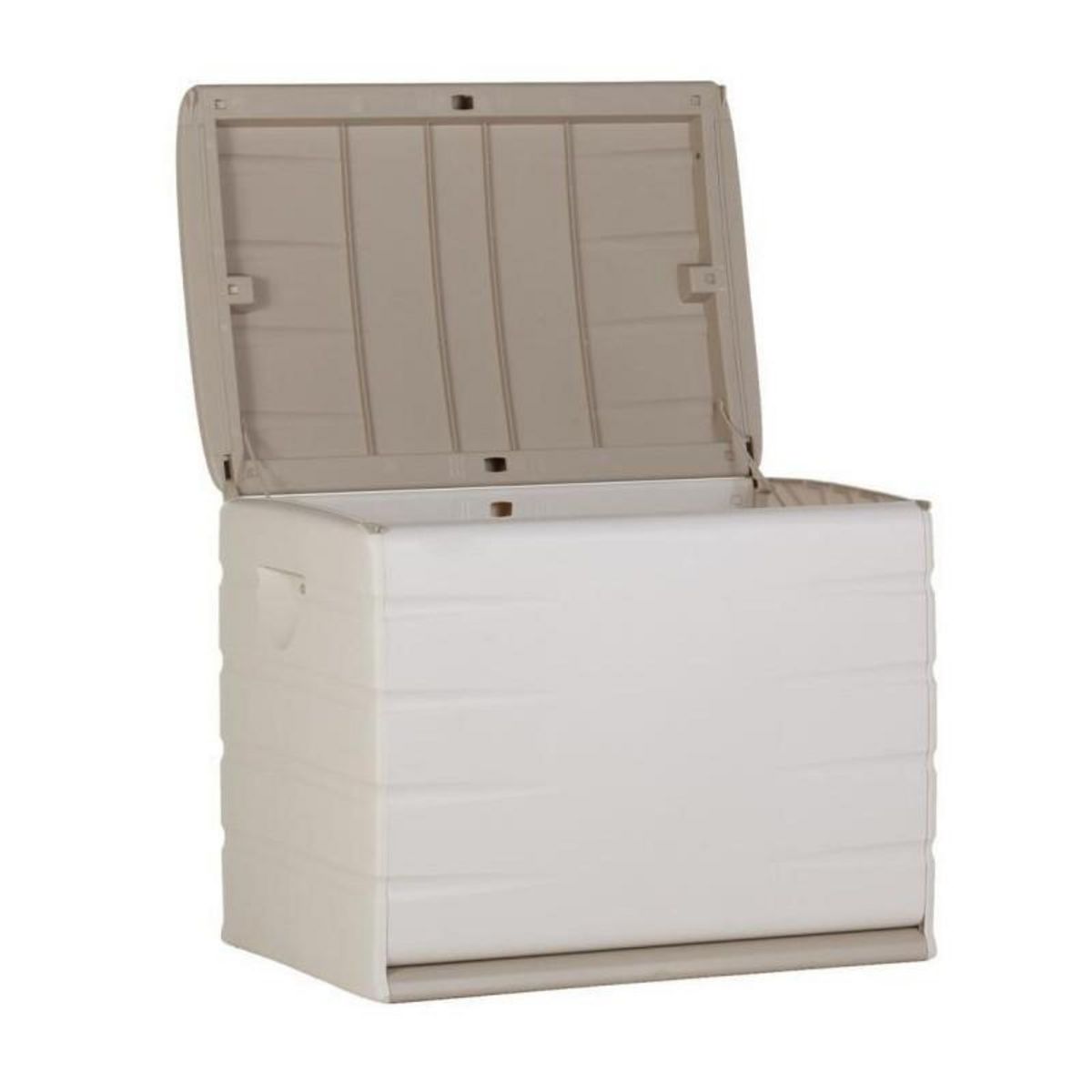 PLASTIKEN PLASTIKEN Coffre 260L Interieur/Exterieur Fonctionnel et Esthetique Cadenassable avec Roulettes Beige