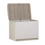Voir la diapositive 2 : PLASTIKEN PLASTIKEN Coffre 260L Interieur/Exterieur Fonctionnel et Esthetique Cadenassable avec Roulettes Beige