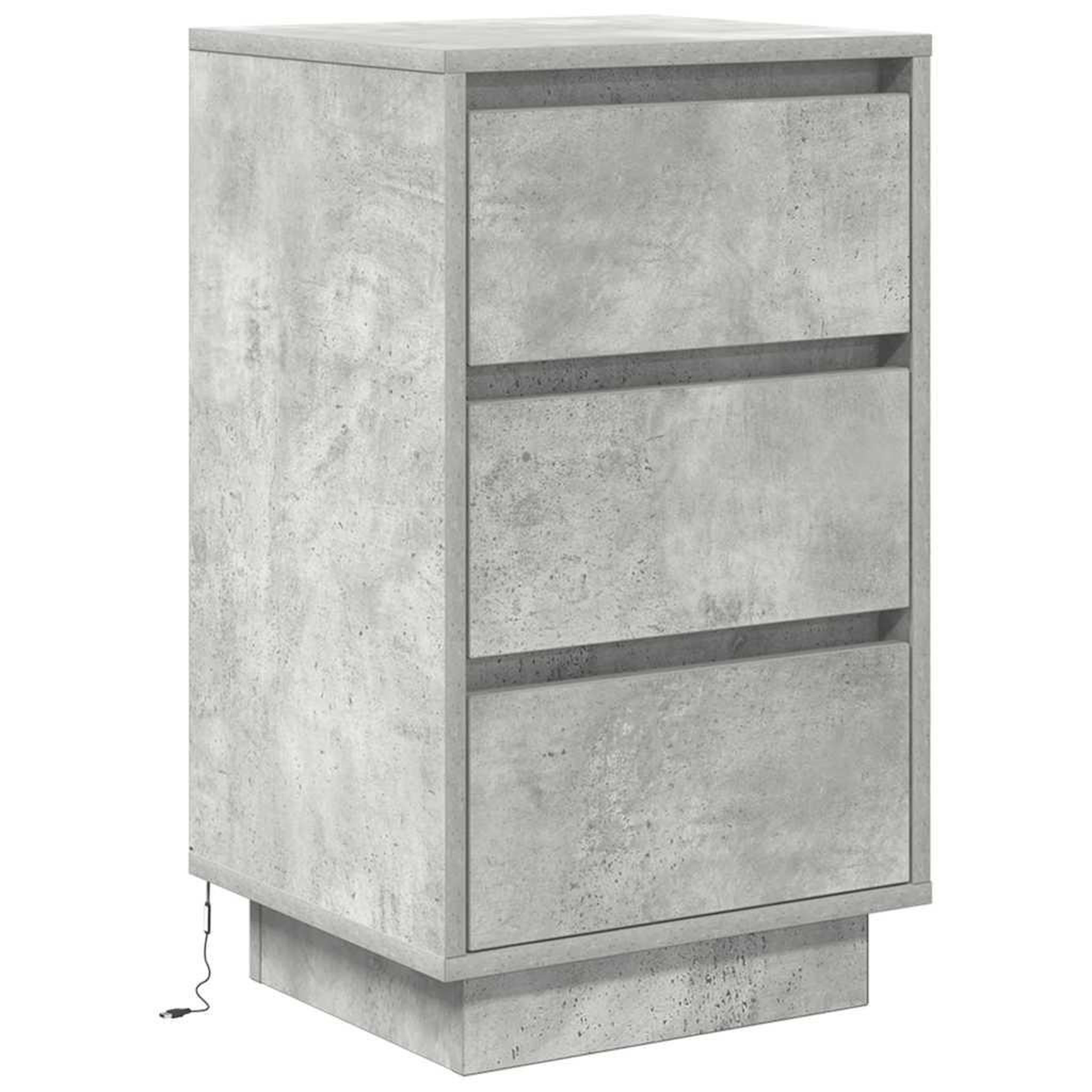 Voir la diapositive 3 : VIDAXL Table de chevet avec lumieres LED gris beton 38x34x65 cm