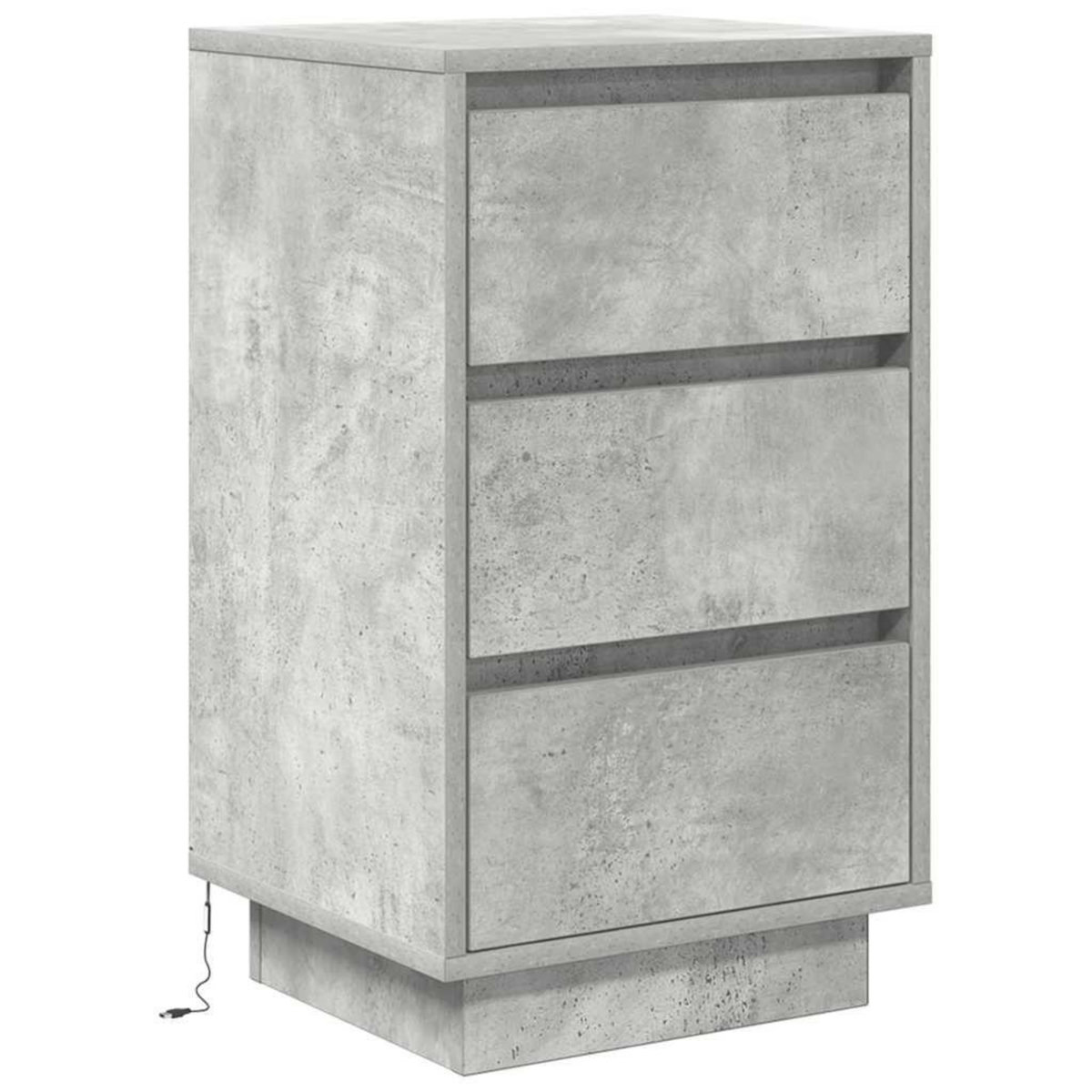 VIDAXL Table de chevet avec lumieres LED gris beton 38x34x65 cm