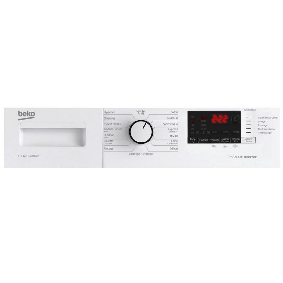 Beko Lave-linge frontal 9kg 1400 tours/min - wtv9712bs1w