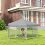 PAWHUT Chenil pour chien entièrement couvert - enclos chien - dim. 210L x 185l x 120H cm - porte verrouillable - acier galvanisé gris