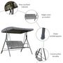 Voir la diapositive 5 : OUTSUNNY Balancelle de jardin 3 places grand confort toit inclinaison réglable assise et dossier ergonomique acier textilène gris
