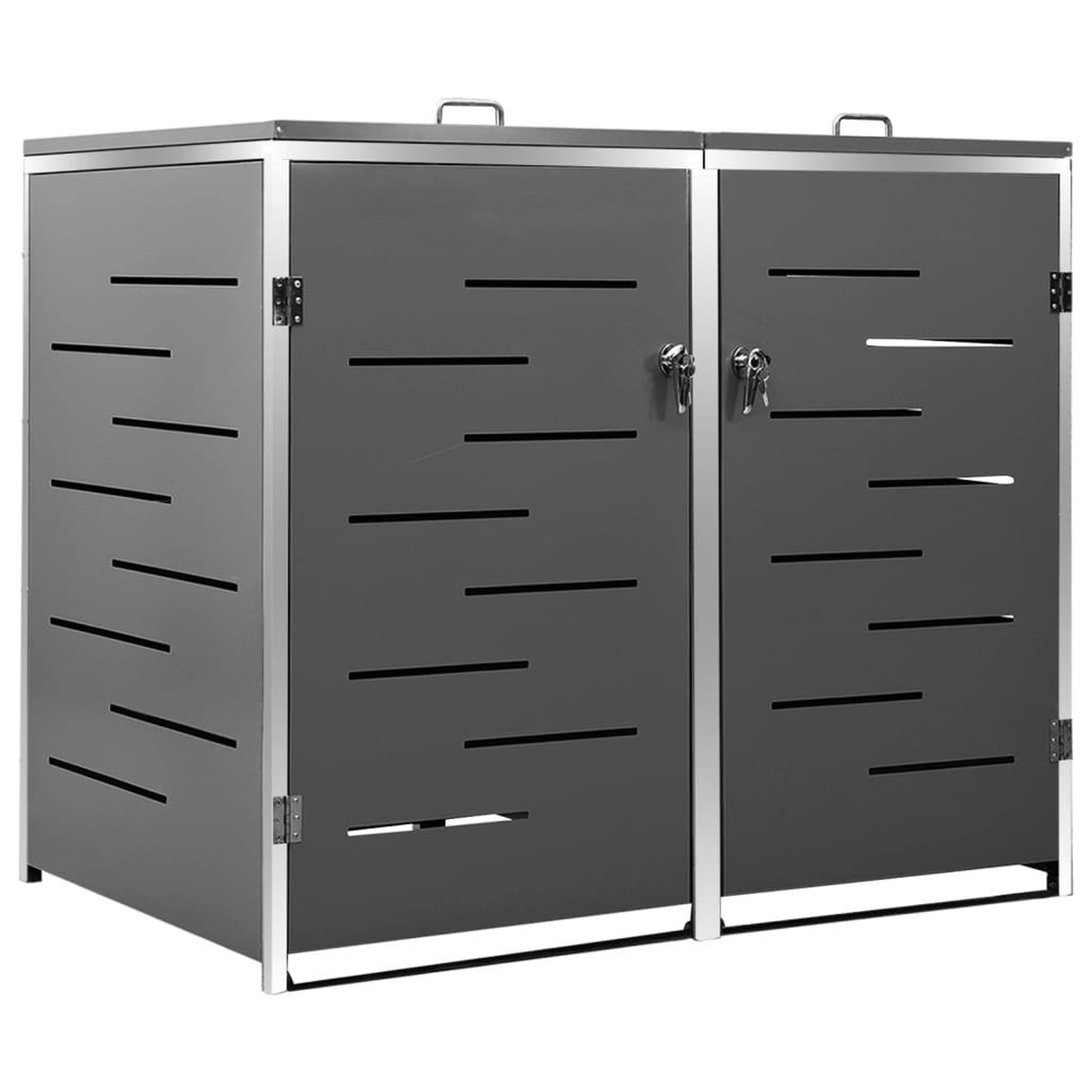 Voir la diapositive 2 : VIDAXL Abri pour deux poubelles 138x77,5x112,5 cm Inox