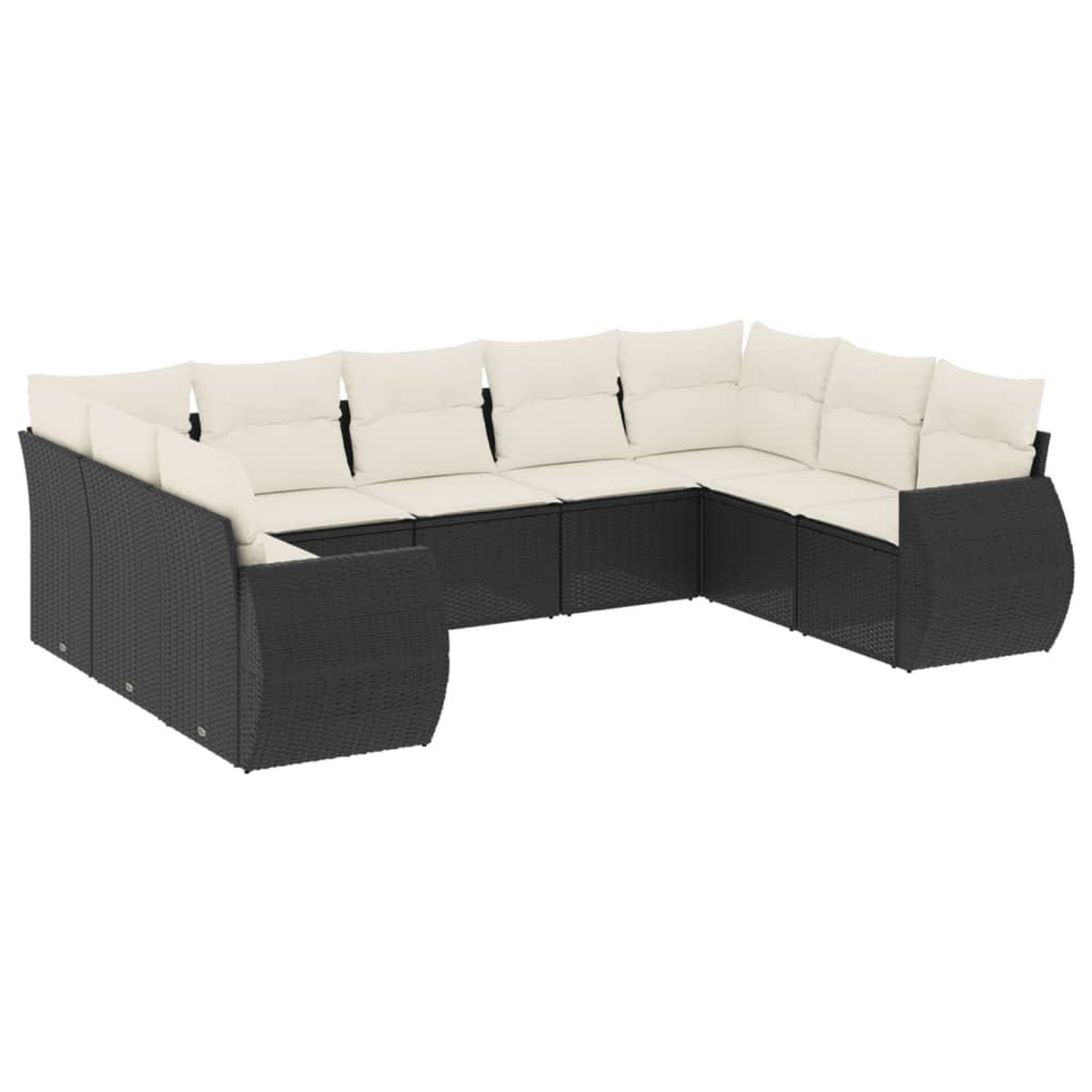 Voir la diapositive 2 : VIDAXL Salon de jardin 9 pcs avec coussins noir resine tressee