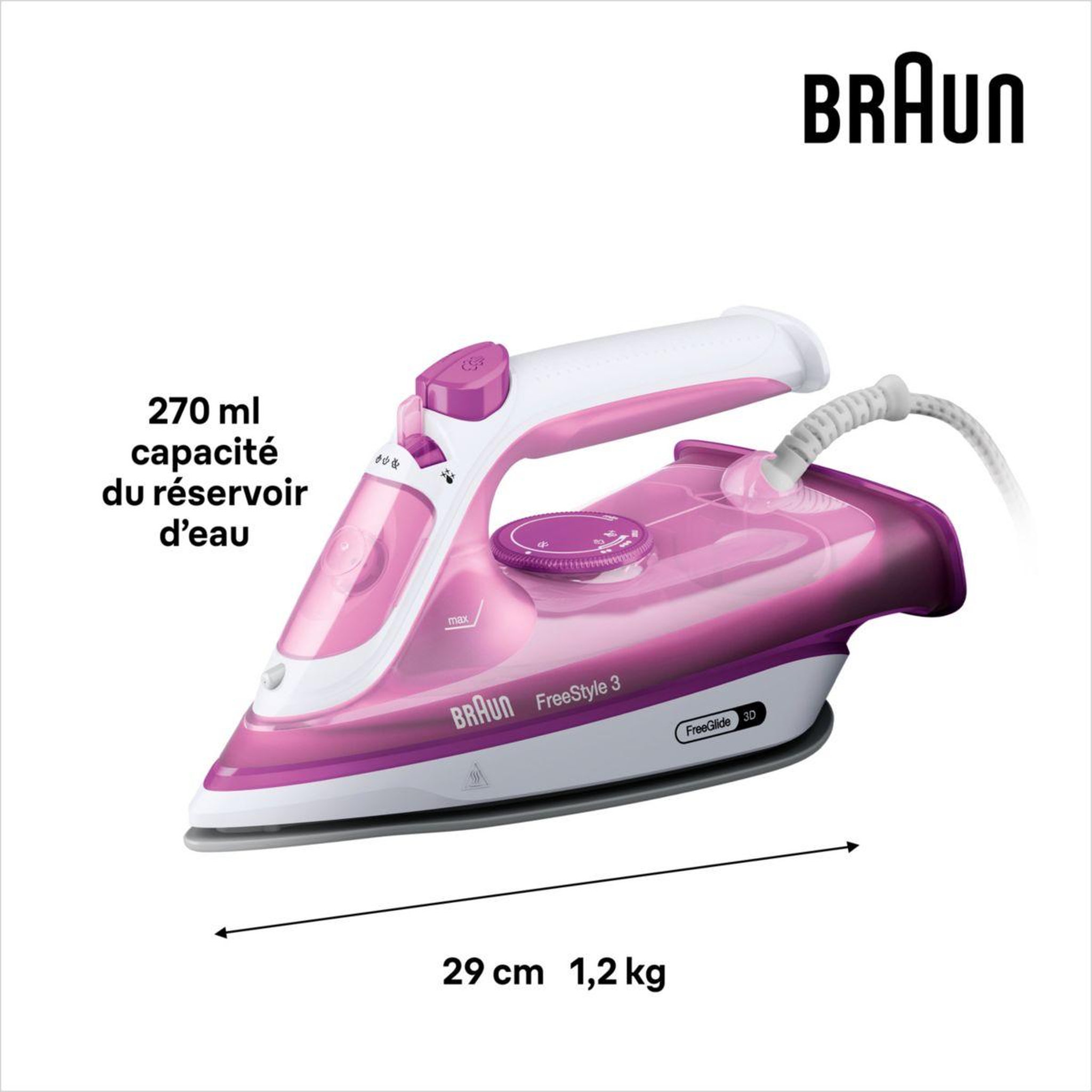 Voir la diapositive 3 : BRAUN Fer à repasser FreeStyle 3 FI3124PU