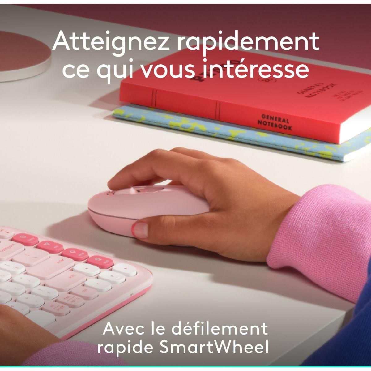Logitech Souris sans fil POP Mouse Rose