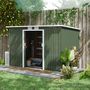Voir la diapositive 2 : OUTSUNNY Abri de jardin - remise pour outils - cabanon portes verrouillables - dim. 2,8L x 1,3l x 1,72H m - tôle d'acier gris vert