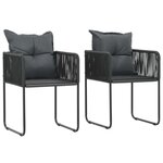 VIDAXL Chaises d'exterieur lot de 2 avec oreillers Resine tressee Noir