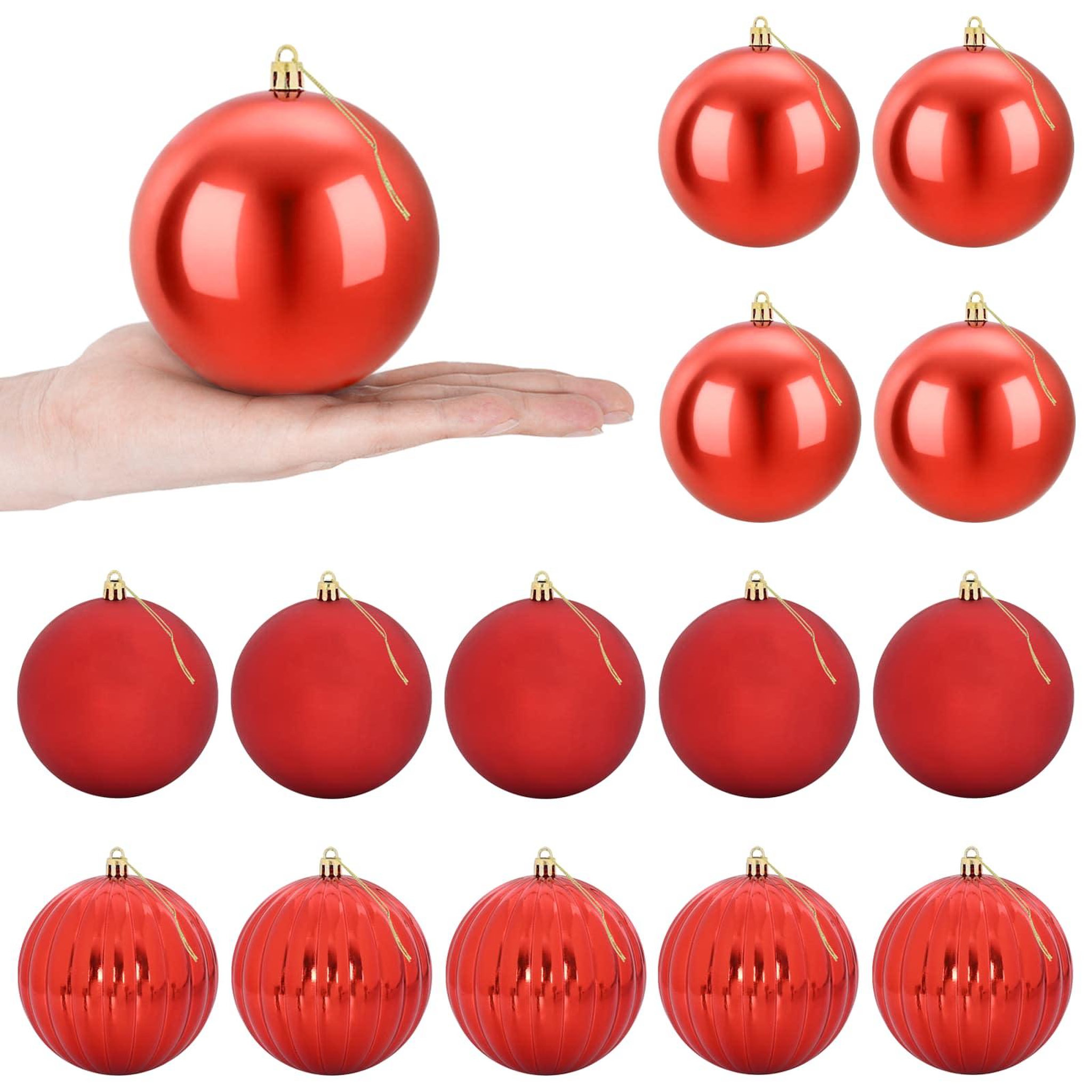 VIDAXL Ensemble de boules de Noël XL 15 pc Rouge Diam. 10 cm Plastique