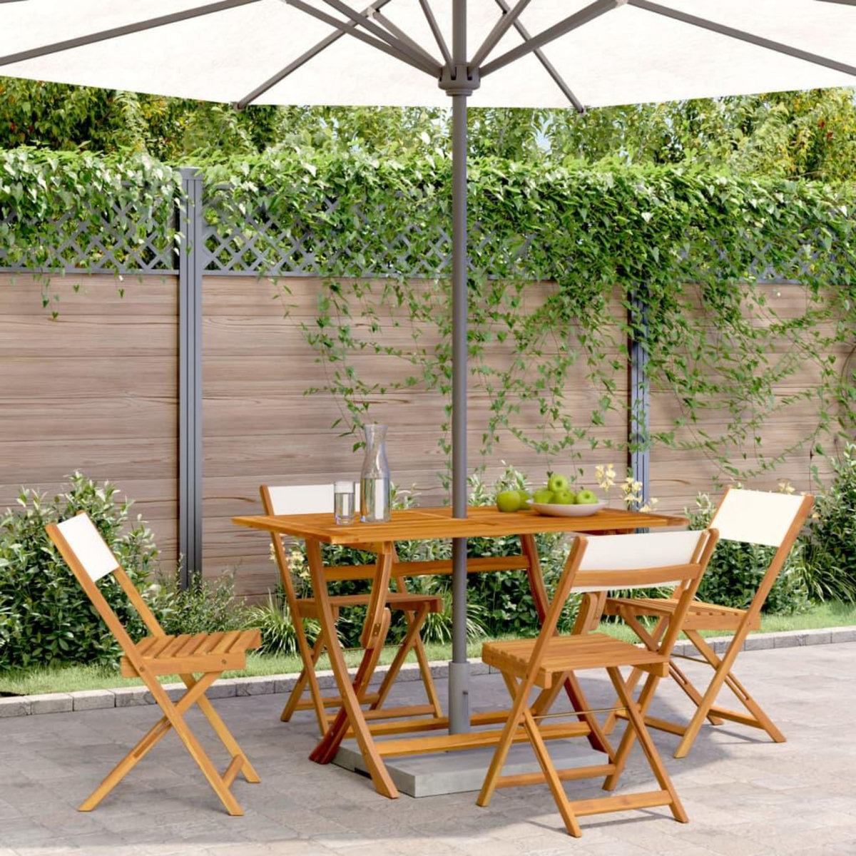 VIDAXL Chaises de jardin pliantes lot de 4 tissu et bois massif