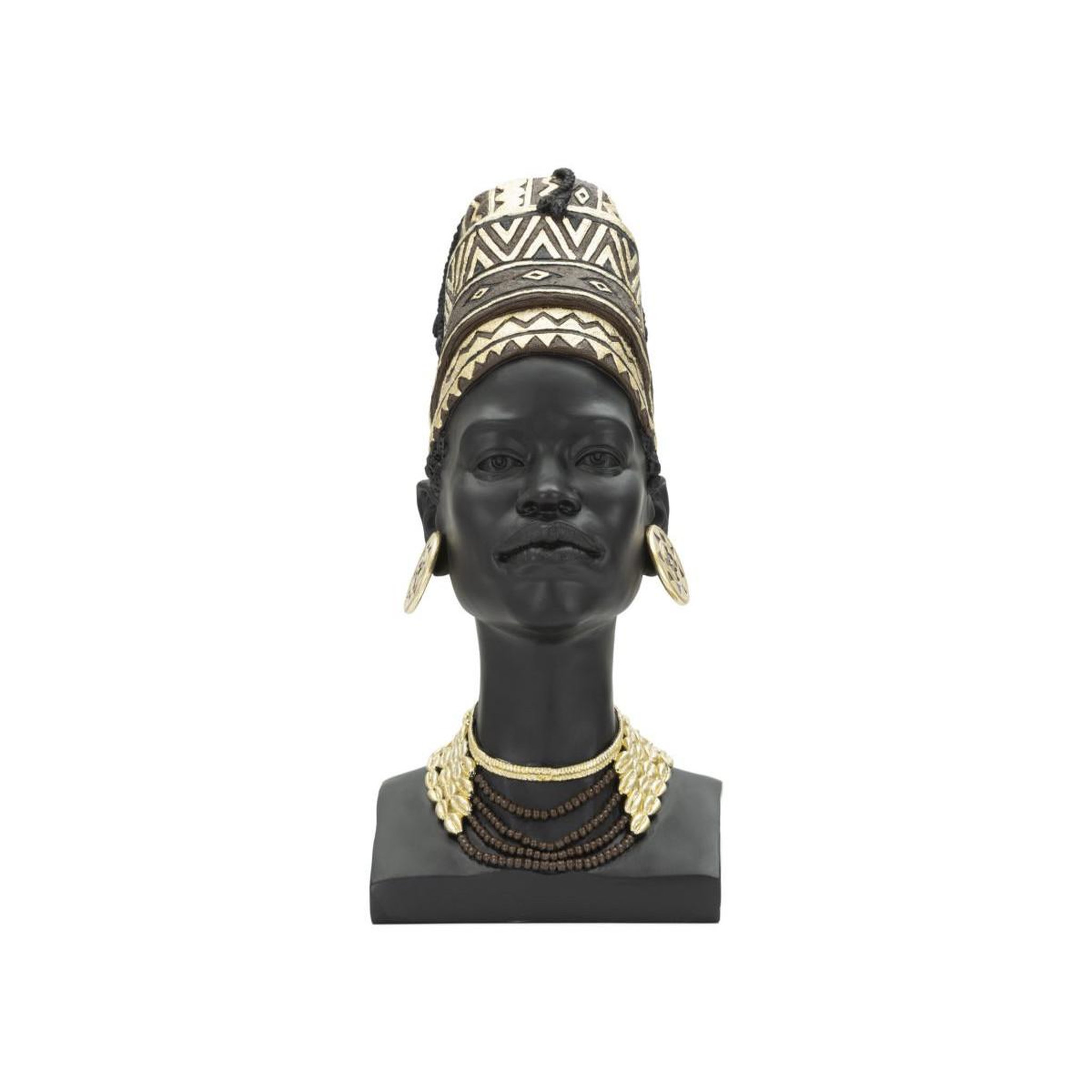 Paris Prix Statuette tête femme coiffe  massai  45cm noir