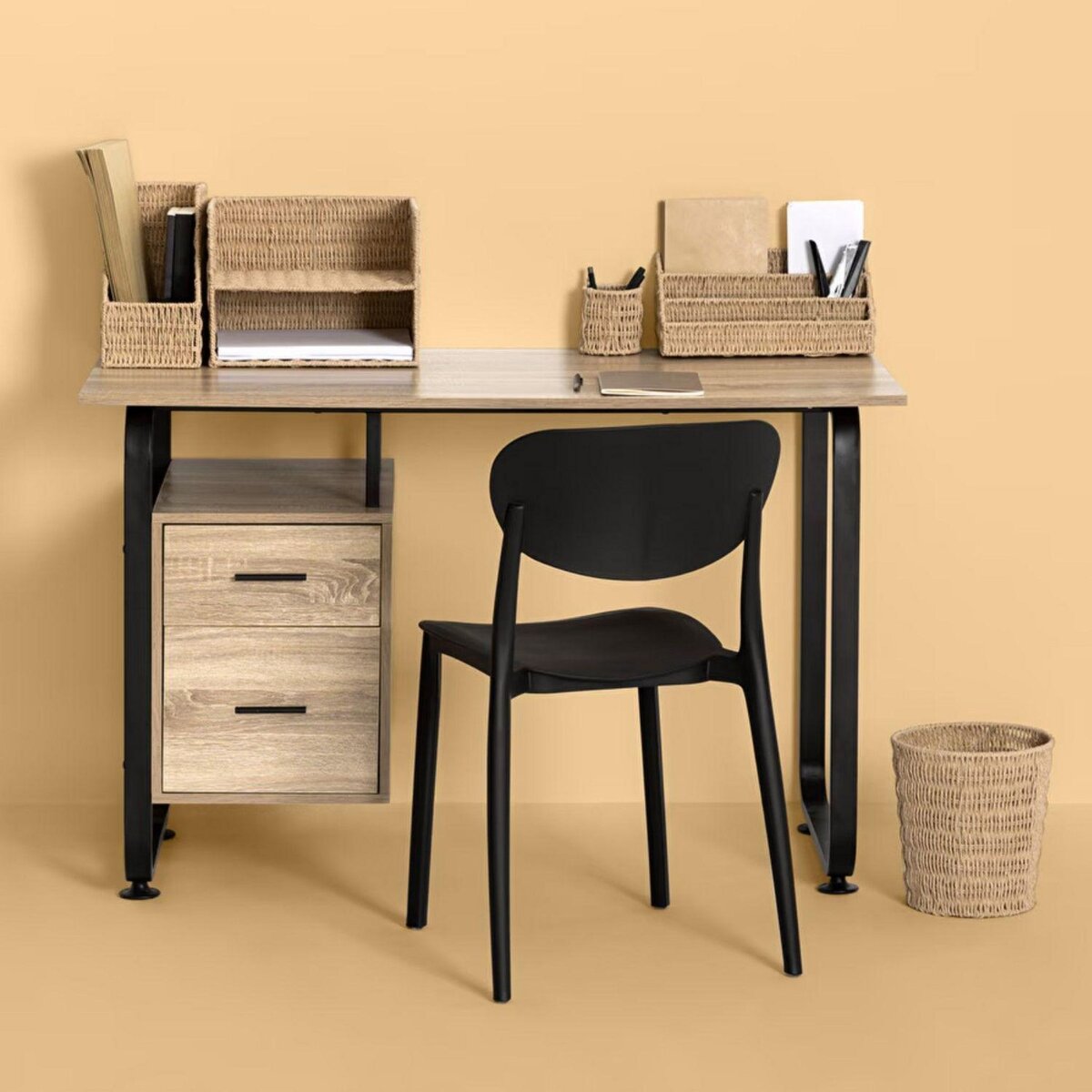 FIVE Ensemble de 2 boîtes à documents pour bureau KORD - Beige