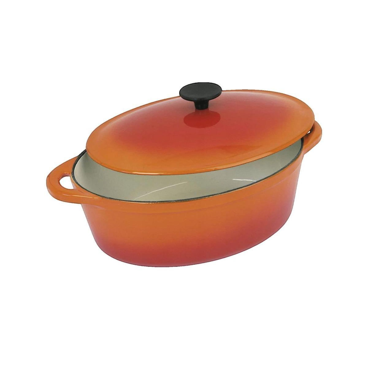 Crealys Cocotte Crealys 3367305016028 Ovale en fonte d'acier émaillée orange