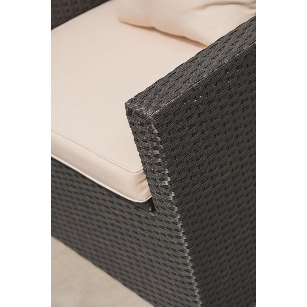 DCB GARDEN Salon bas de jardin - 5 places - Résine tressée - Noir - CONFORT FIDJI