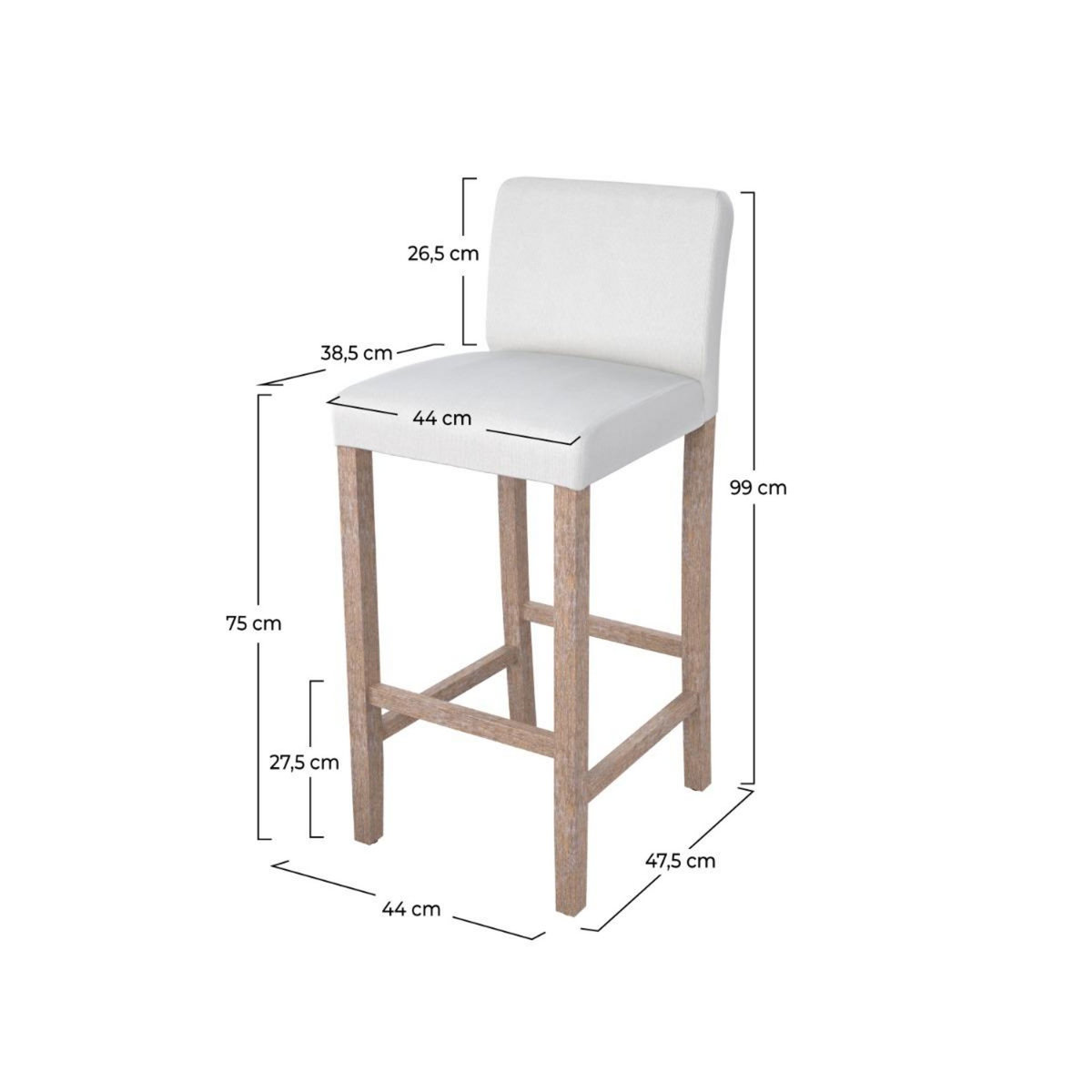Rendez vous déco Lot de 2 chaises de bar en tissu gris foncé et pieds en bois 75 cm - Havane