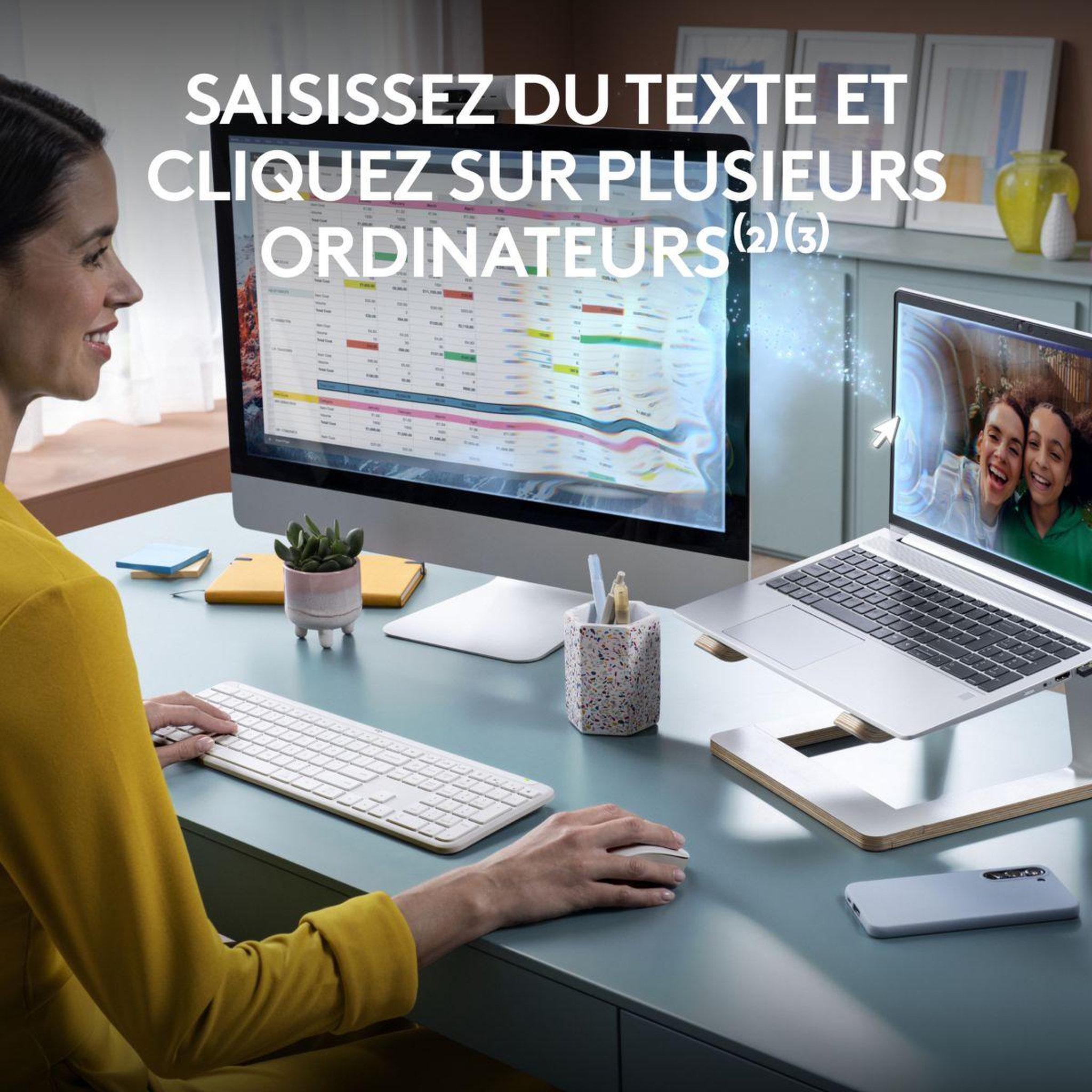 Voir la diapositive 3 : Logitech Clavier + souris mk950 signature slim bluetooth blanc