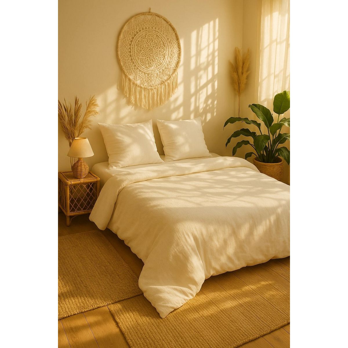Les Ateliers du Linge Parure Gaze De Microfibre 240x220cm Ecru Naturel