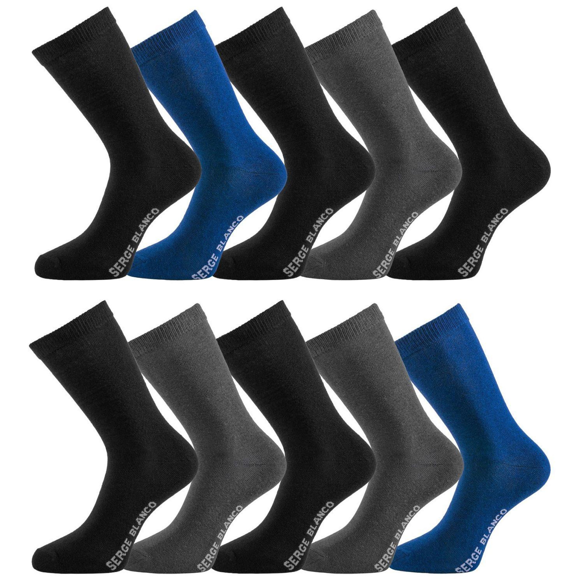 Voir la diapositive 1 : SERGE BLANCO Lot de 10 paires de chaussettes de ville Uni