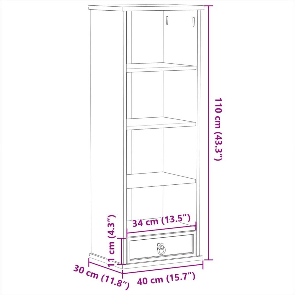 VIDAXL Armoire a CD  40x30x110 cm bois de pin massif