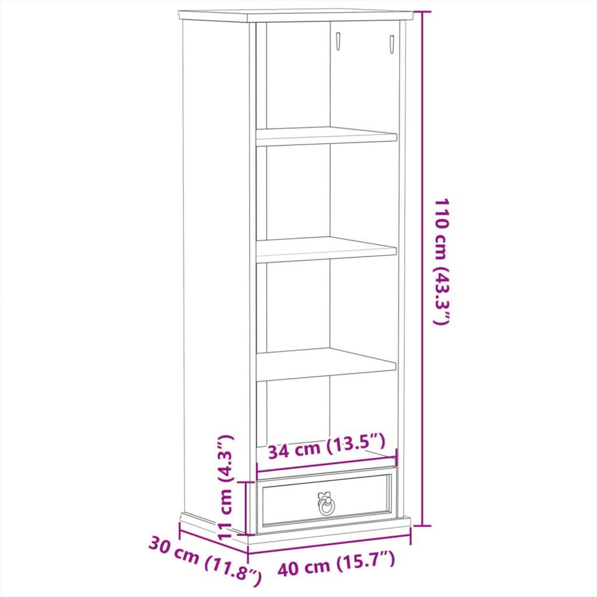 VIDAXL Armoire a CD  40x30x110 cm bois de pin massif