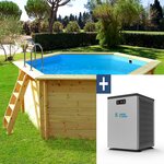 Habitat et Jardin Piscine bois   Hawai   - 4.10 x 1.18 m + Pompe à chaleur  3.5 kw/h - Hayward -  Micro  - Noir