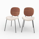 MAISON PAVANE Lot de 2 chaises en tissu beige chiné et bois-Simone