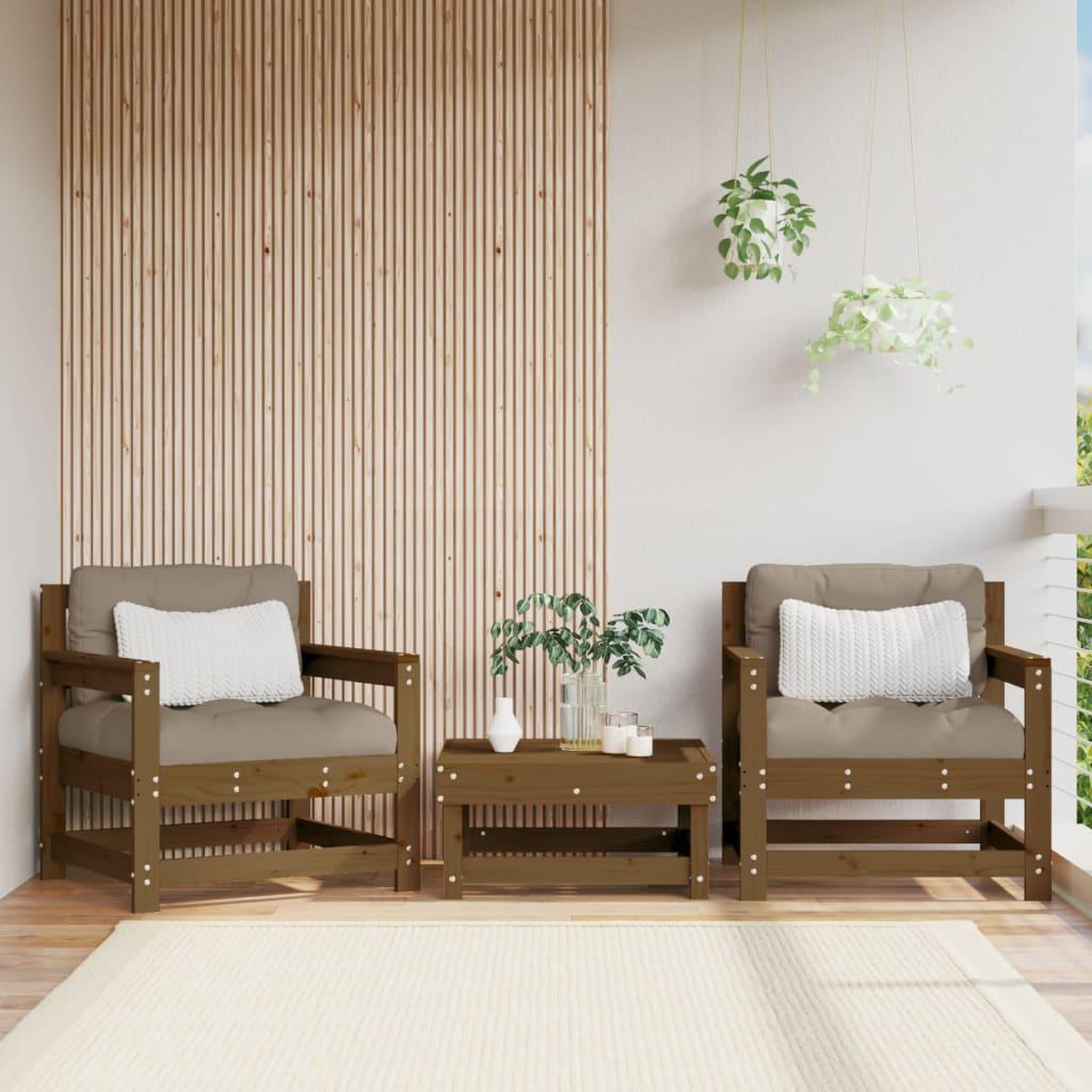 VIDAXL Chaises de jardin lot de 2 marron miel bois massif de pin