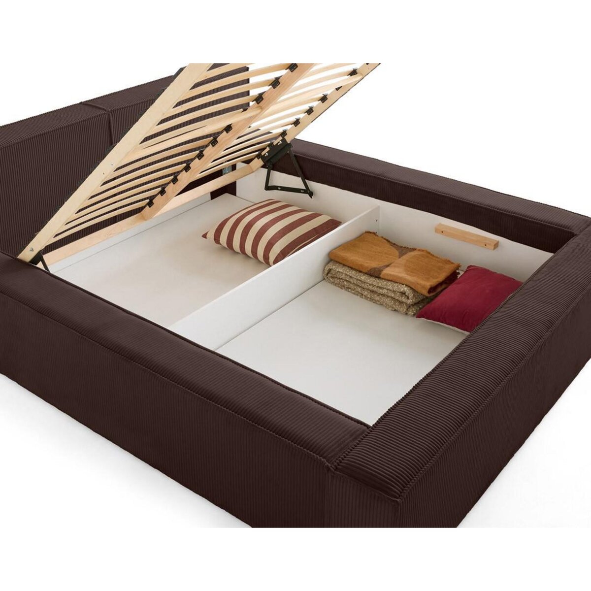 LISA DESIGN Stella - lit coffre - 140x190 cm - sommier inclus - en velours côtelé