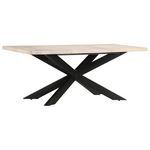 VIDAXL Table a dîner 180x90x76 cm Bois de manguier massif blanchi