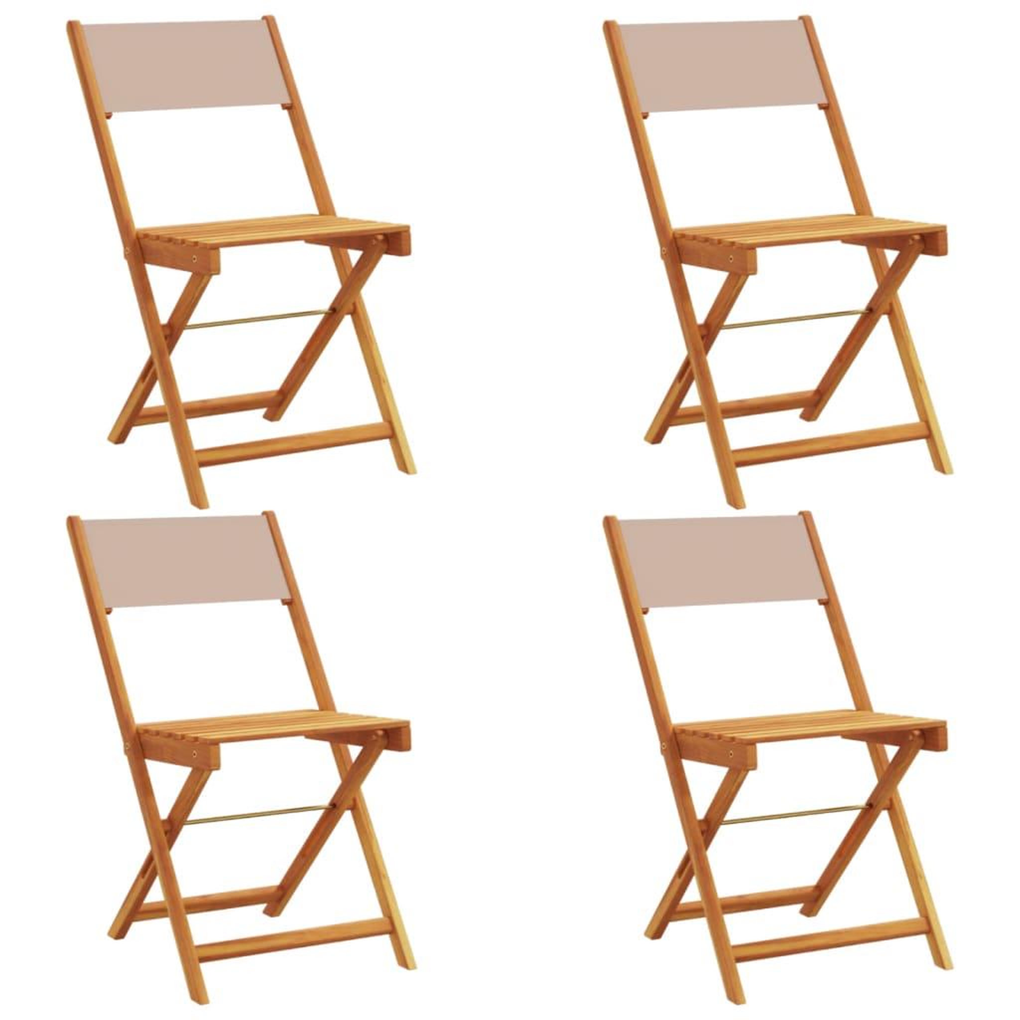 Voir la diapositive 2 : VIDAXL Chaises de jardin pliantes lot de 4 taupe tissu et bois massif