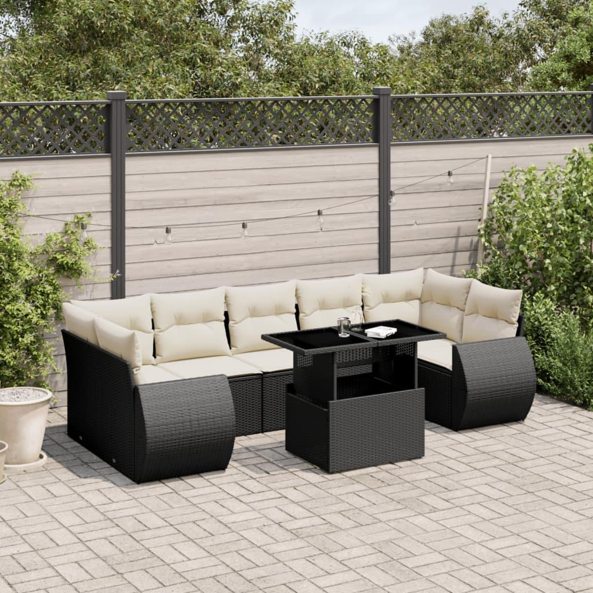 VIDAXL Salon de jardin 8 pcs avec coussins noir resine tressee
