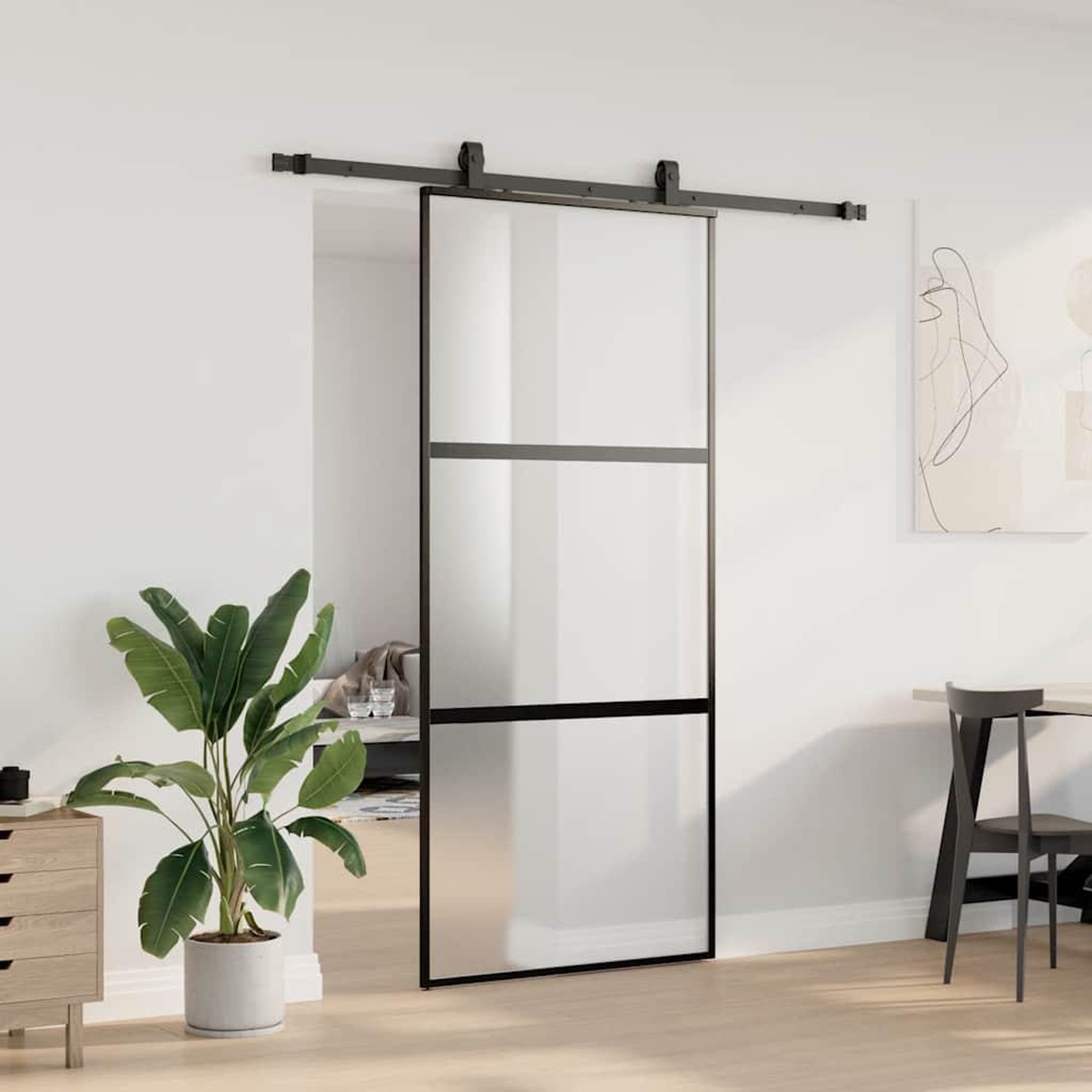 Voir la diapositive 3 : VIDAXL Porte coulissante avec kit de quincaillerie noir 90x205 cm