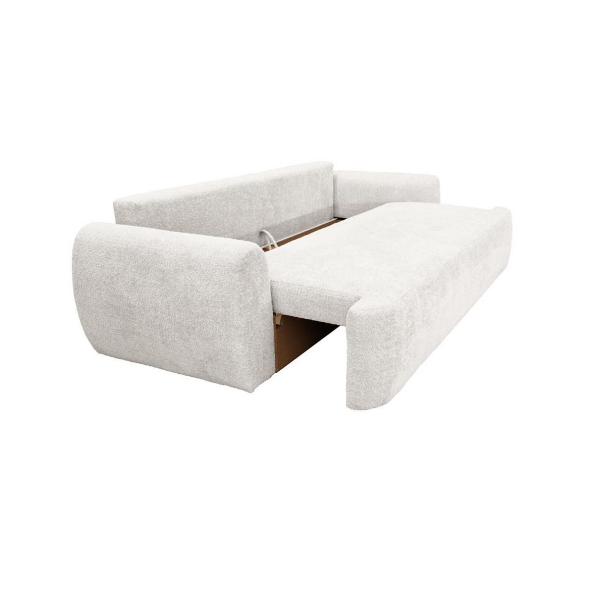 BEST MOBILIER Mahina - canapé droit 3 places - convertible avec coffre - en tissu bouclette
