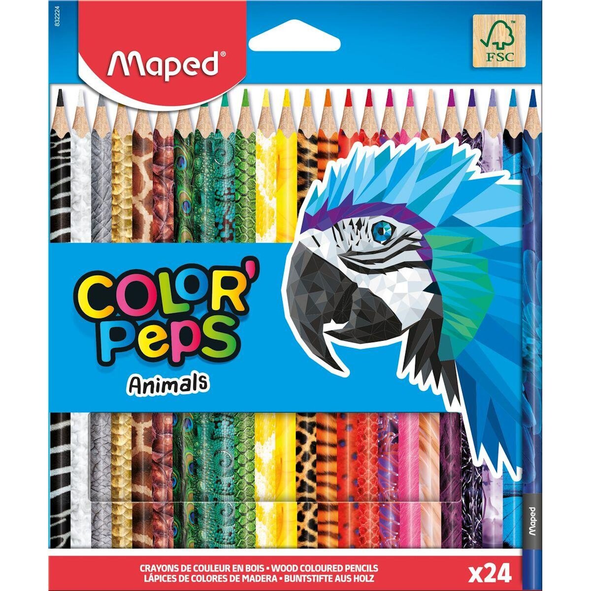MAPED Boîte de 24 crayons de couleurs Color'Peps Animals