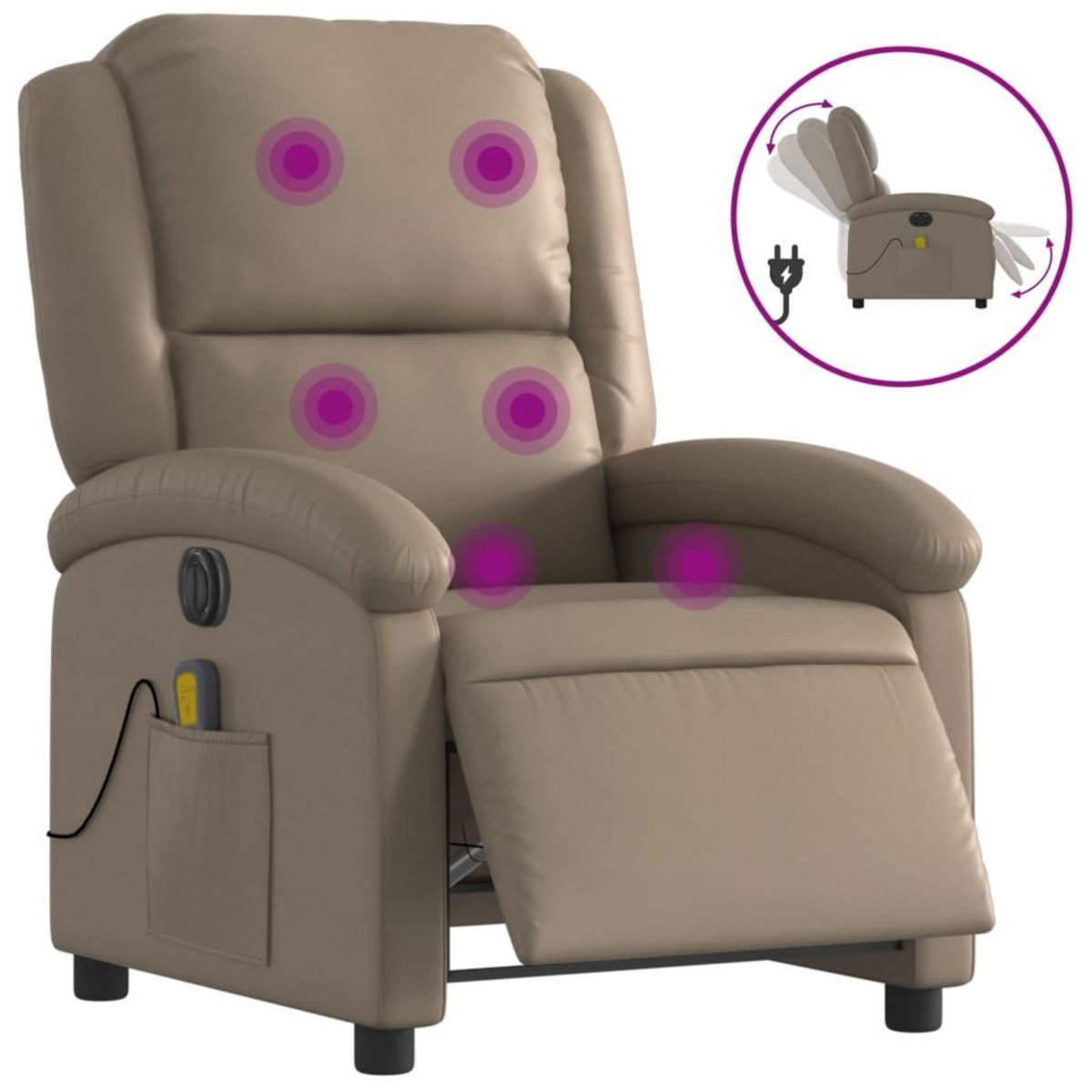 VIDAXL Fauteuil de massage inclinable electrique cappuccino similicuir