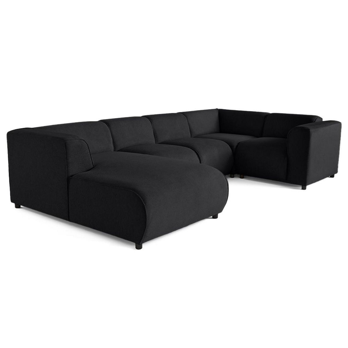 LISA DESIGN Suaro - canapé modulable panoramique d'angle droit 7 places en tissu texturé