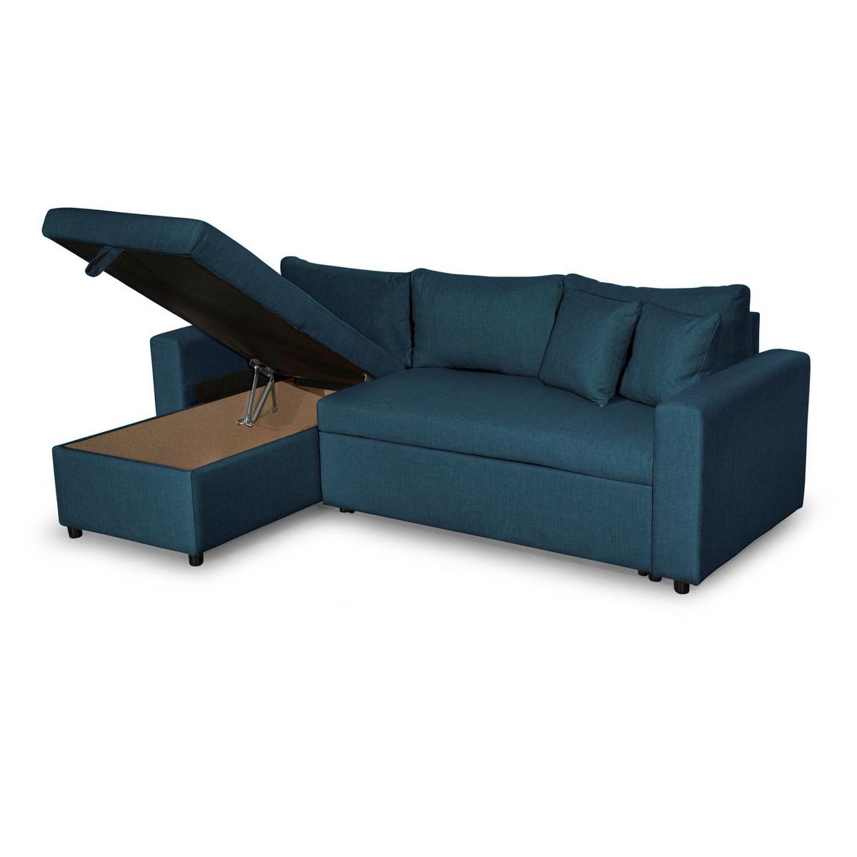 Canapé d'angle réversible convertible avec coffre en tissu ou velours GERALDINE 